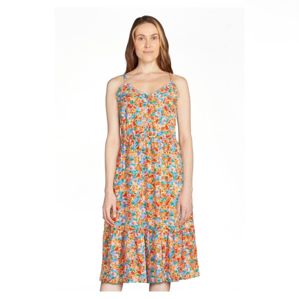 Time and Tru Women’s Tiered Midi Dress with Pockets